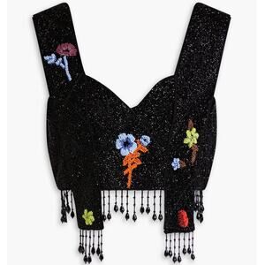 Ganni Cropped Beaded Embellished Top